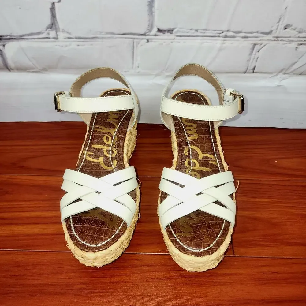 Sam Edelman Darline Braided Leather Platform Wedge Sandal Size 9 Summer bohochic
